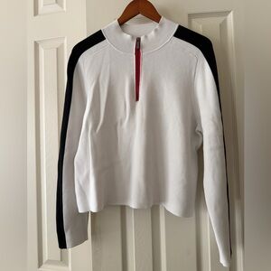 Banana Republic striped quarter zip sporty sweater